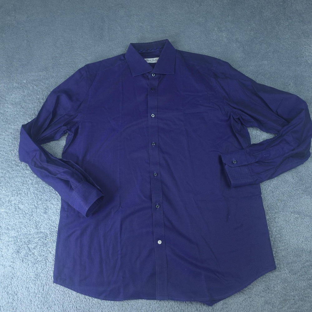 Robert Graham Shirt Mens Large Purple Herringbone Long Sleeve Button Up Casual